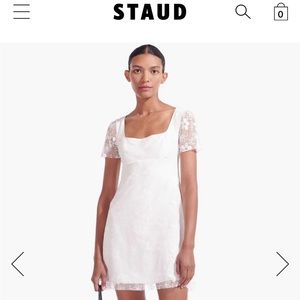 NWT Staud Sandra Dress White with Lace Overlay size 4